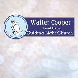 Porte-nom Nom Tag Praying Hands ou votre logo Usher Greeter