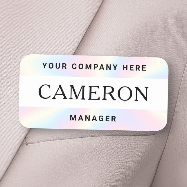 Porte-nom Nom, titre et nom de l'entreprise pastel rainbow (Name, title and company name pastel rainbow name tag)