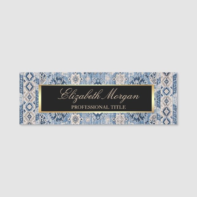 Porte-nom Oriental Antique Bleu Kilim Rug (Devant)