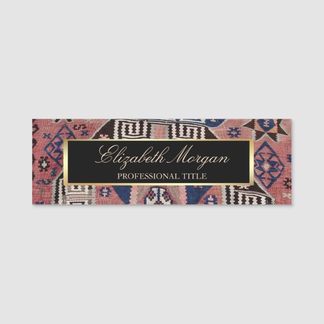 Porte-nom Oriental Antique Bleu Kilim Rug (Devant)