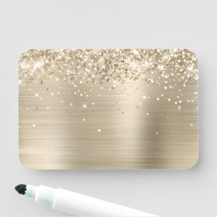Porte-nom Pailleté or pâle et feuille d'aluminium vierge