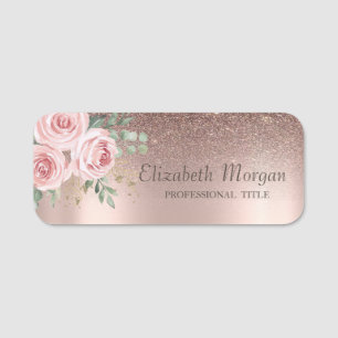 Porte-nom Paillettes tendance ombre rose or,Roses