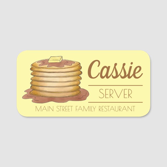 Porte-nom Pancake Flapjacks Johnnycakes Diner Restaurant (Devant)