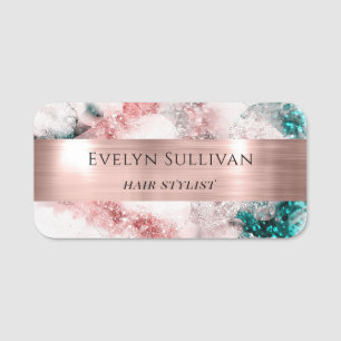 Porte-nom Parties scintillant Aquarelle Rose Gold Foil
