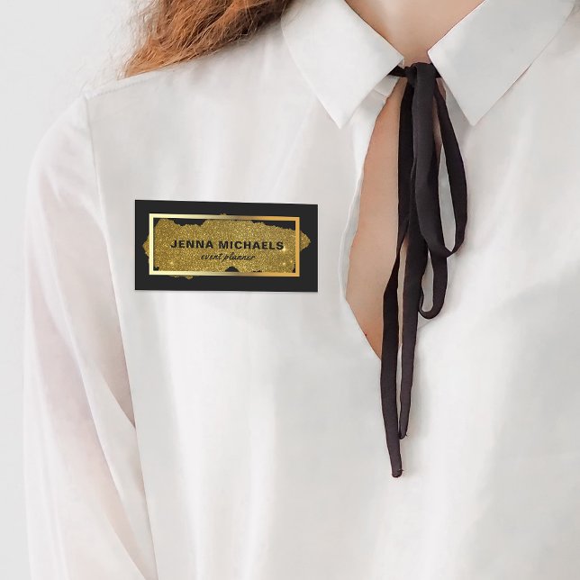 Porte-nom Parties scintillant en or brillant moderne (Créateur téléchargé)