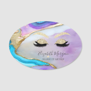 Porte-nom Parties scintillant Lashes, Violet Blue Marble Maq