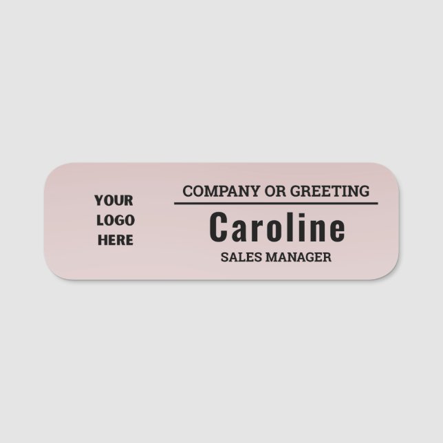 Porte-nom Pastel Boho Ombre Logo Personnalisable Employé (Devant)