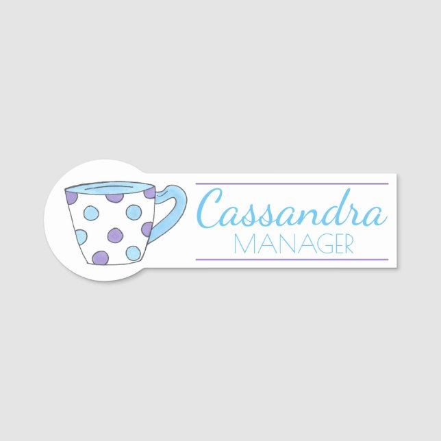 Porte-nom Pastel Polka Dot Teacup Tea Cup Café (Devant)