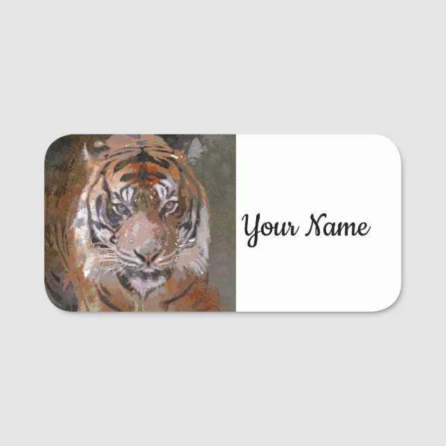 Porte-nom Peinture folle - tigre (Devant)