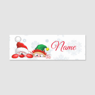 Porte-nom Père Noël et Elf Cute et drôle Caractères Pékin