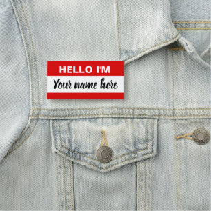 Porte-nom Personnalisé Bonjour mon nom est (rouge)