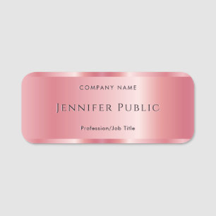 Porte-nom Personnalisé Élégant Modèle Glamour Rose Gold Luxe