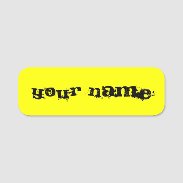 Porte-nom Personnalisé Fluorescent jaune néon brillant (Devant)