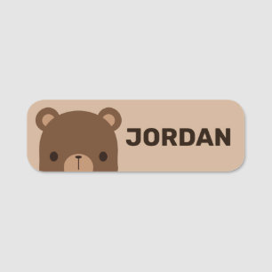 Porte-nom Petit ours Brown mignon avec nom personnalisé