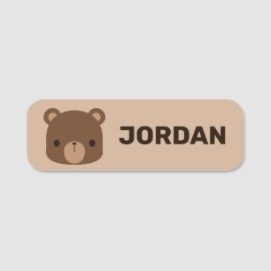 Porte-nom Petit ours Brown mignon avec nom personnalisé
