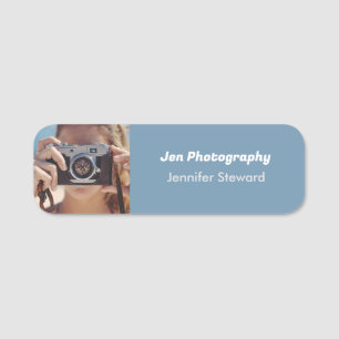 Porte-nom Photographe bleu sur mesure