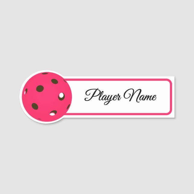 Porte-nom Pickleball Player Pink Pickleballs Personalized (Devant)
