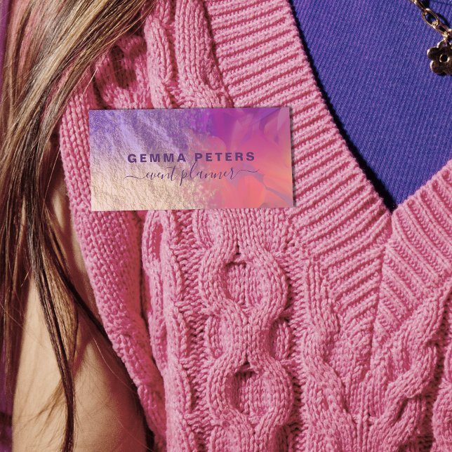 Porte-nom Pink Purple Gold Foil Parties scintillant Calligra (Créateur téléchargé)