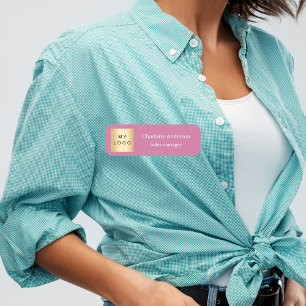 Porte-nom Pink white business logo employee