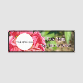 Porte-nom Pink Zinnia Flower Custom Image Logo Nom Titre