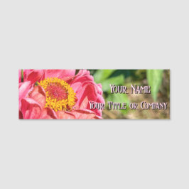 Porte-nom Pink Zinnia Flower Custom Image Logo Nom Titre