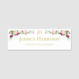 Porte-nom Planificateur d'événements Monogram Elegal Floral 