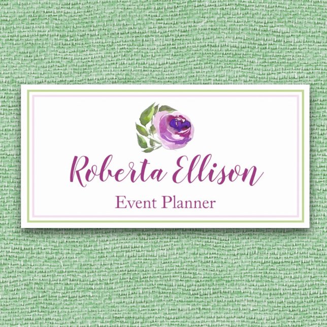 Porte-nom Planificateur professionnel Purple Aquarelle Rose  (Créateur téléchargé)