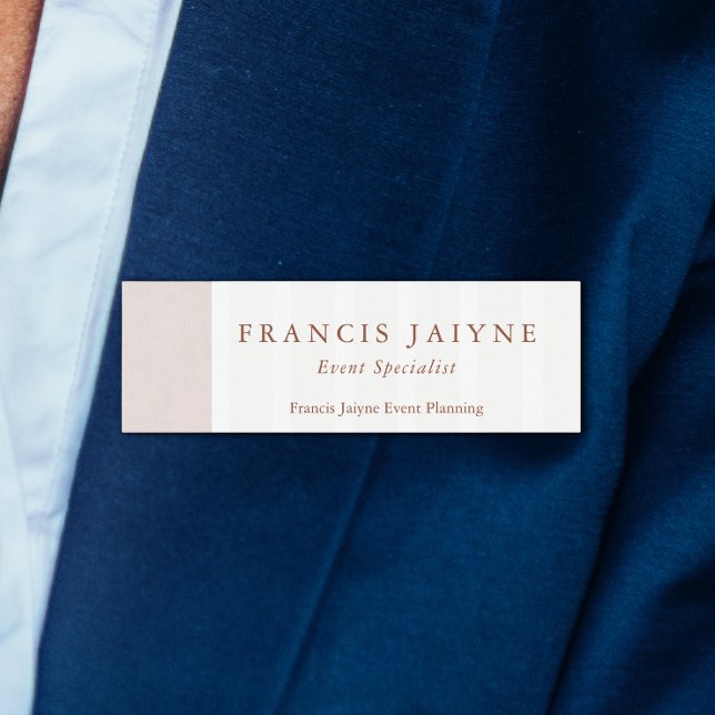 Porte-nom Planification d'événements professionnels avec des (Elegant Neutral Tones Professional Event Planning Name Tag)