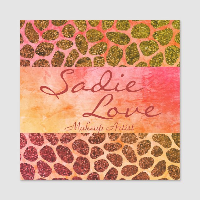 Porte-nom Poster de animal rose et orange (Devant)