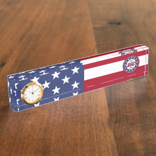 Porte-nom Pour Bureau 250e anniversaire d'Amérique avec le drapeau des É