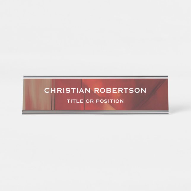 Porte-nom Pour Bureau Abstrait Rouge moderne Simple Simple Entreprise (Devant)