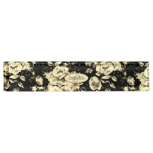Porte-nom Pour Bureau Abstrait verre pétillant fleuri vintage Monogramme
