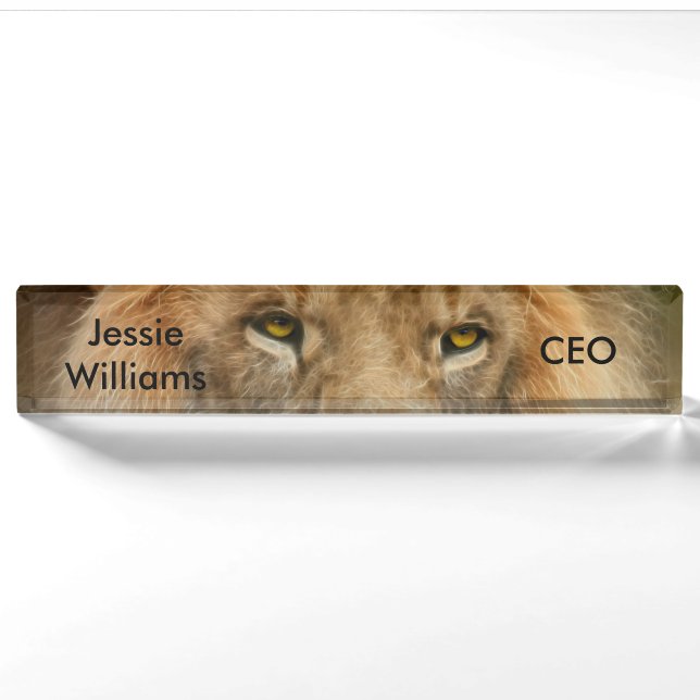 Porte-nom Pour Bureau Afrique du Sud Majestic Lion Fermer (Devant)