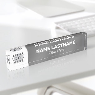 Porte-nom Pour Bureau Ajouter Votre Logo Modern Bold Nom Titre Simple Gr
