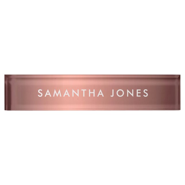 Porte-nom Pour Bureau Ajouter Votre Nom Rose Gold Business (Devant)