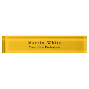 Porte-nom Pour Bureau Ambre Jaune Plaine Élégant Professionnel Moderne