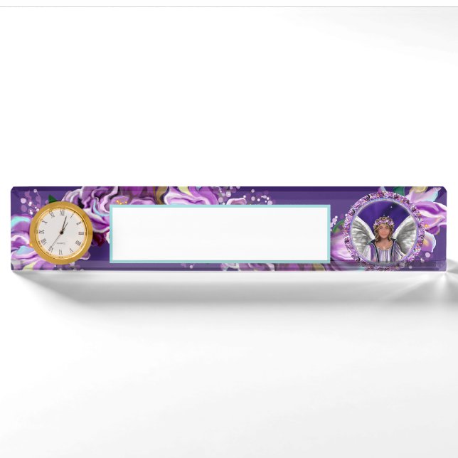 Porte-nom Pour Bureau Âme violette (Devant)