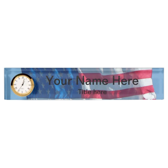 Porte-nom Pour Bureau American Flag (Devant)