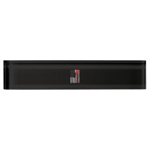 Porte-nom Pour Bureau American Flag Firefighter Red Firefighter