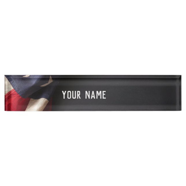 Porte-nom Pour Bureau American Flag on a Chalkboard (Devant)
