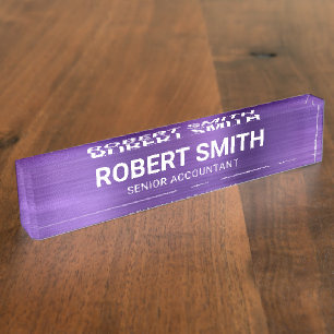 Porte-nom Pour Bureau Améthyste Purple Faux brossé Métal huile
