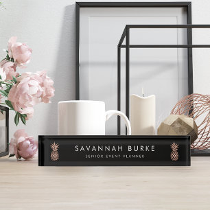 Porte-nom Pour Bureau Ananas Rose en or Faux