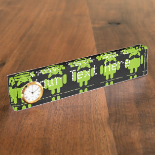 Porte-nom Pour Bureau Android Robot Moustache