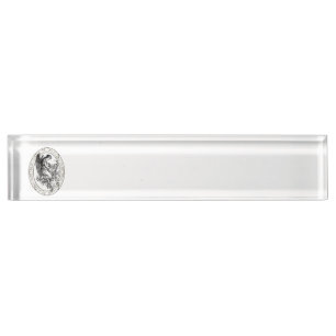 Porte-nom Pour Bureau Ange avec harpe et flore