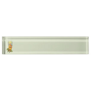 Porte-nom Pour Bureau Ange avec houx et mandoline 