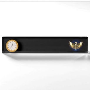 Porte-nom Pour Bureau Ankh or avec ailes
