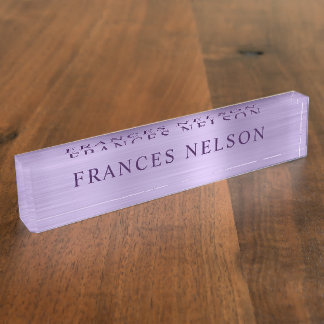 Porte-nom Pour Bureau Apparence métallique violet pâle Serif élégant
