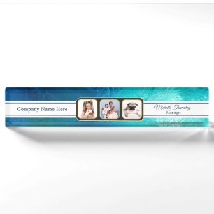 Porte-nom Pour Bureau Aqua Ice Photo personnalisée