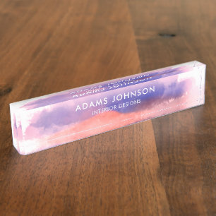 Porte-nom Pour Bureau Aquarelle bleue professionnelle Abstraite