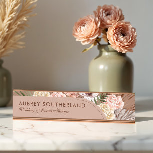Porte-nom Pour Bureau Aquarelle Chic Bohème Moderne Florales Photo Arch